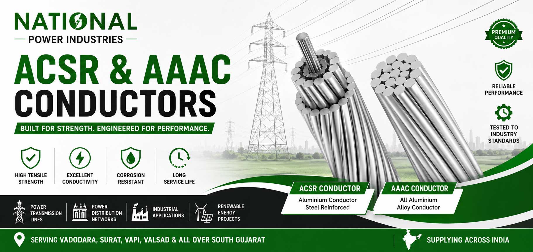ACSR Conductor and AAAC Conductor Manufacturer in Vadodara, Surat, Vapi, Valsad