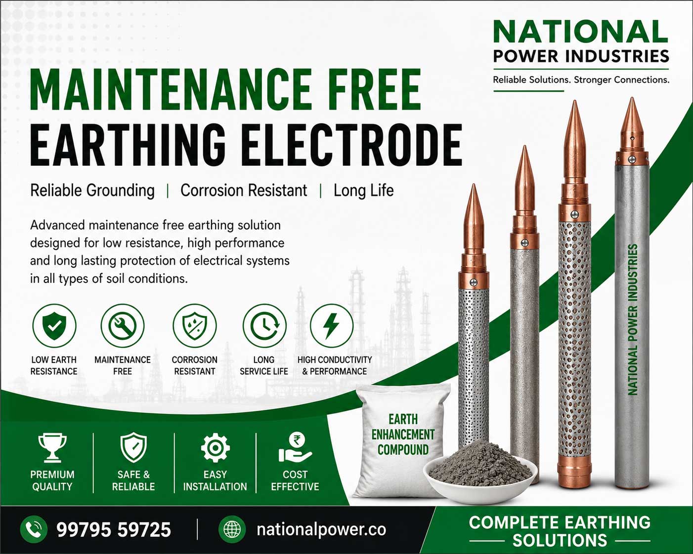 Maintenance free earthing electrode Maintenance free earthing electrode In Vadodara, Surat, Vapi, Valsad