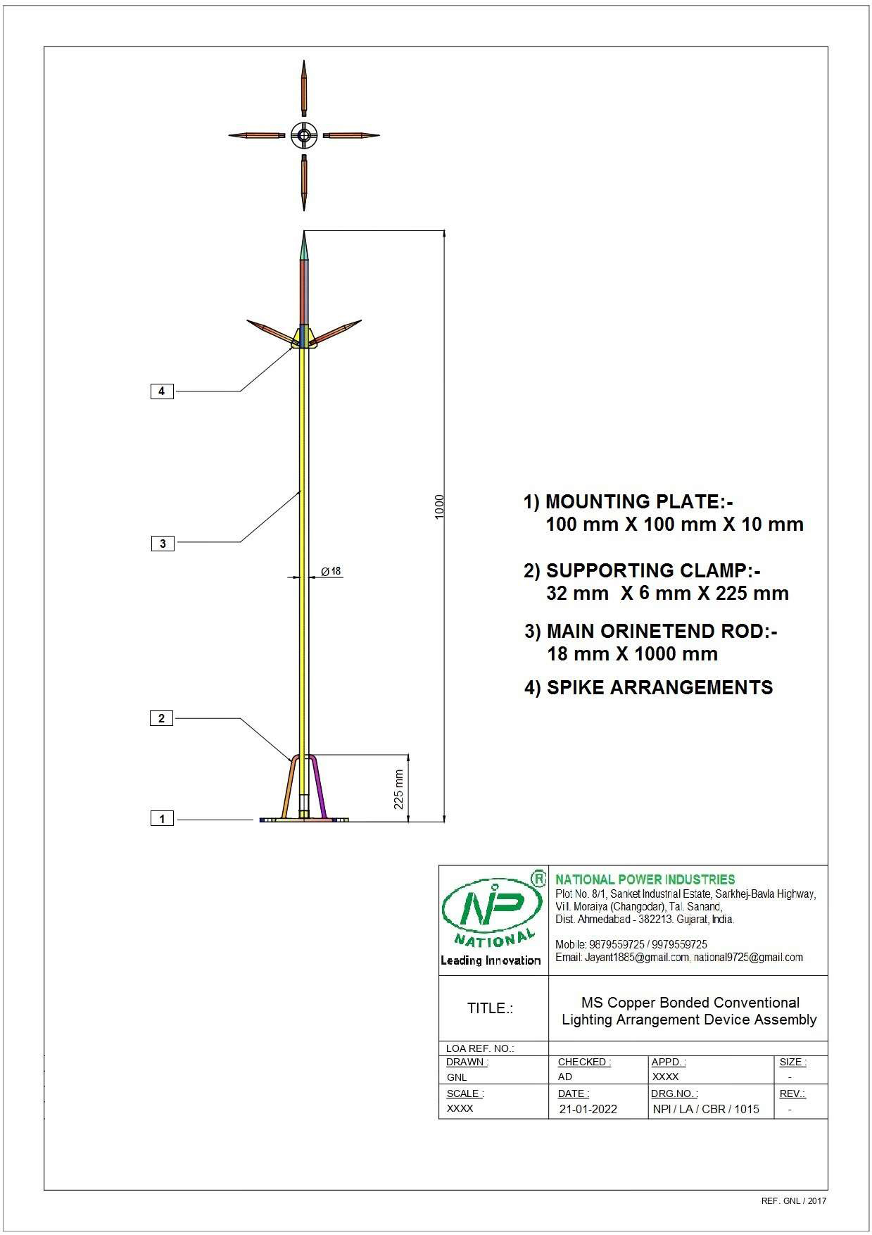 MS Copper Bonded Conventional Type Lightning Arrester Manufacturer